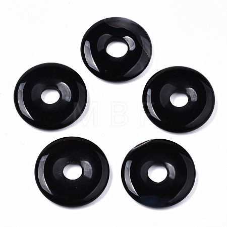 Natural Black Agate Pendants G-S364-074A-1