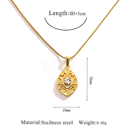 304 Stainless Steel Crystal Rhinestone Hollow Pendant Necklaces WG5EFC4-01-1