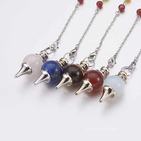Natural & Synthetic Mixed Stone Sphere Dowsing Pendulums MAK-P009-E-1