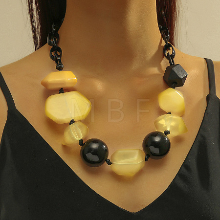 Bohemian Resin Nuggets Beaded Chunky Necklaces for Women FS-WGA6DA1-03-1