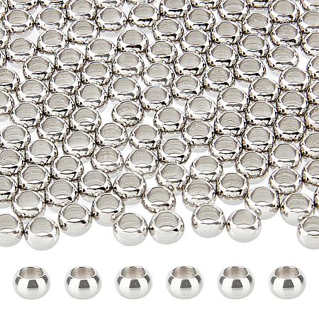 200Pcs 304 Stainless Steel Rondelle Spacer Beads STAS-DC0015-07-1