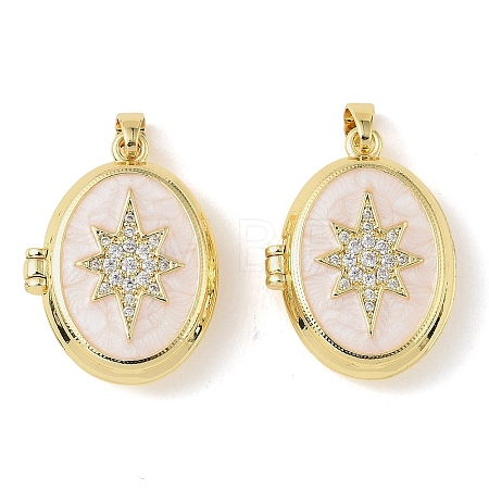Brass Micro Pave Cubic Zirconia Locket Pendants KK-A290-09G-1