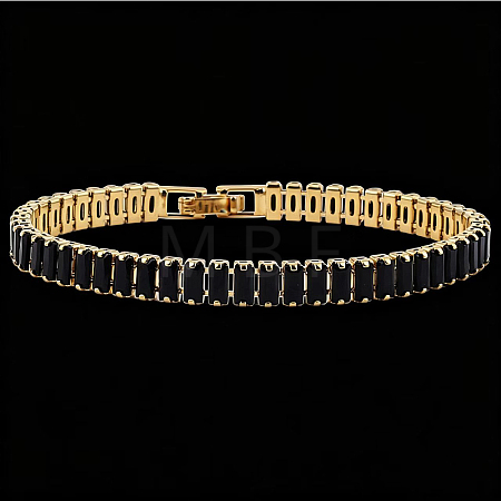 Brass Pave Cubic Zirconia Rectangle Tennis Bracelets for Women UU2091-1-1