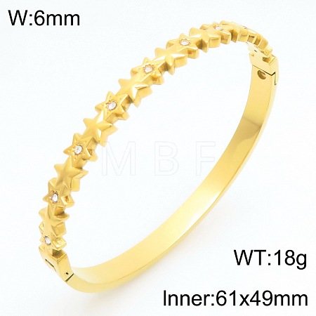304 Stainless Steel & Crystal Rhinestone Hinged Bangles for Women WGC712A-07-1