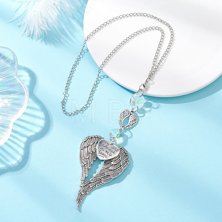 Tibetan Style Alloy Angel Wing Hanging Suncatchers HJEW-JM04610-1