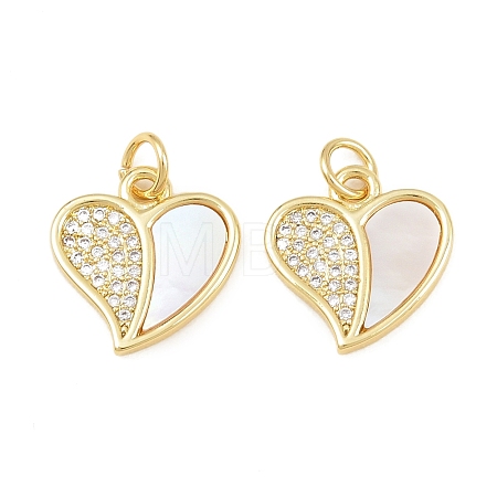 Brass Micro Pave Clear Cubic Zirconia with White Shell Charms CU-CBA9482-02G-03-1
