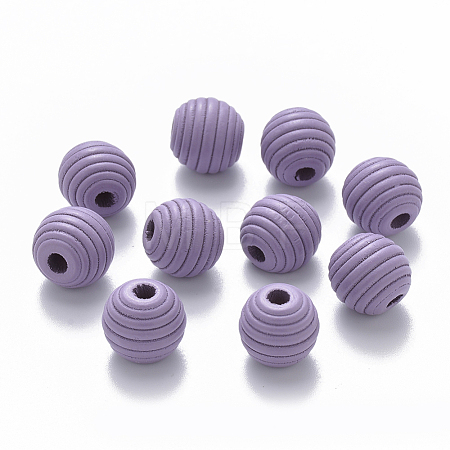 Painted Natural Wood Beehive Beads WOOD-Q040-019B-A04-1