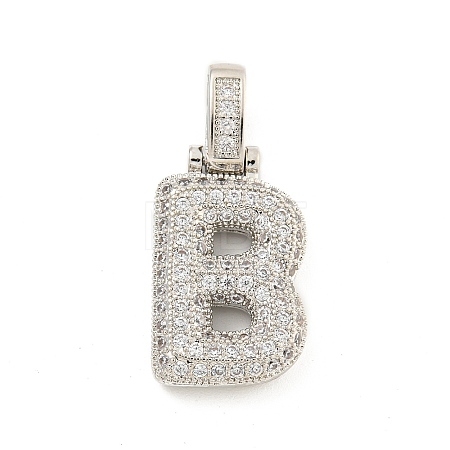 Brass Micro Pave Clear Cubic Zirconia Pendants KK-B099-01P-B-1