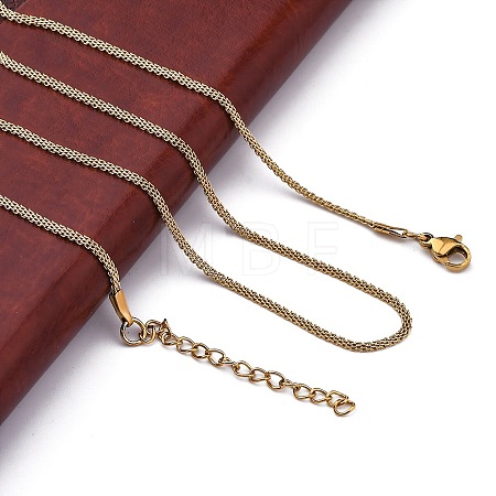 304 Stainless Steel Mesh Chain Necklaces for Women Men NJEW-P321-01G-1