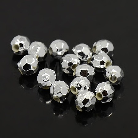 Plating Plastic Acrylic Faceted Round Beads PACR-L002-8mm-S-1