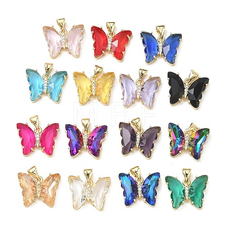 Brass Micro Pave Clear Cubic Zirconia Pendants CU-CBA83A6-05G-1