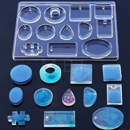 Geometrical Shape & Puzzle Piece Pendant Silicone Molds DIY-D076-03-1