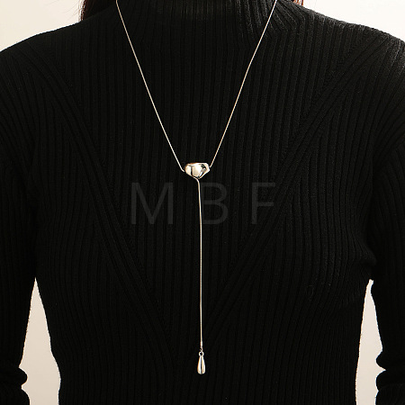 Adjustable Zinc Alloy Lariat Y Necklaces with Teardrop Tassel for Women WGBC33C-02-1