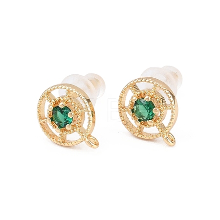 Brass Cubic Zirconia Stud Earring Findings LS-EJEW-A155-03D-G-1