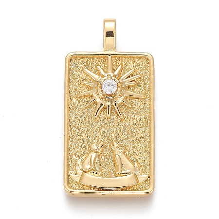 Brass Micro Pave Clear Cubic Zirconia Pendants X-ZIRC-Z004-01Q-1