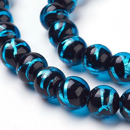 Handmade Silver Foil Lampwork Beads Strands FOIL-L016-C11-1