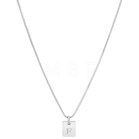 1Pc Stainless Steel Letter Rectangle Pendant Necklaces NJEW-LP0001-34F-P-1