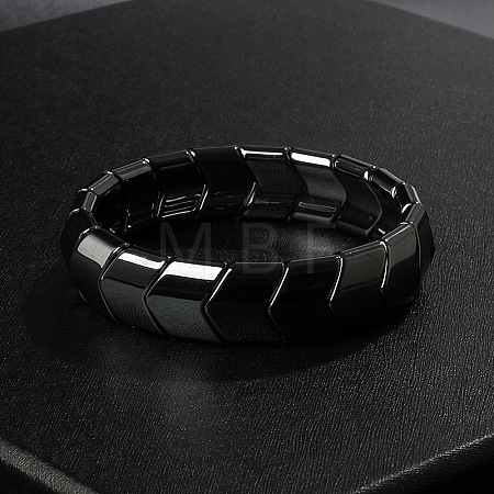 Non-Magnetic Synthetic Hematite Beaded Stretch Bracelets for Men FIND-PW0021-10C-1