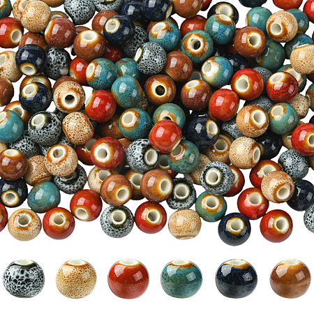 180Pcs 6 Colors Handmade Porcelain Beads PORC-SC0001-21A-1