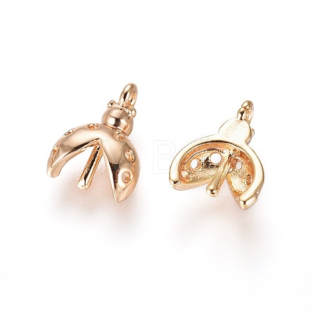 Ladybird Shape Brass Peg Bails Pendants KK-CLWX06-20-1