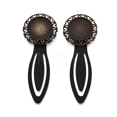 Alloy & Iron Bookmark Cabochon Settings PALLOY-N184-07AB-1