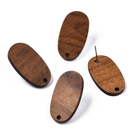 Walnut Wood Stud Earring Findings MAK-N032-013-1