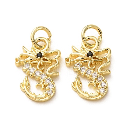 Brass Micro Pave Black Cubic Zirconia Charms CU-E003-18G-18-1