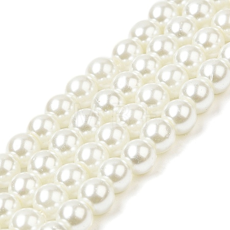 10 Strands Baking Paint Pearlized Glass Pearl Round Bead Strands HY-SZ0001-02B-03-1