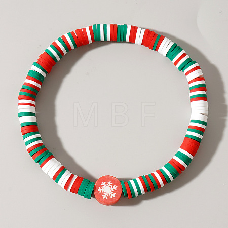 Christmas Polymer Clay Heishi & Acrylic Beads Stretch Bracelets for Women MC0425-4-1