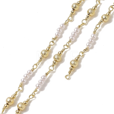 Rack Plating Brass Round Beaded Link Chains CHC-C026-13-1