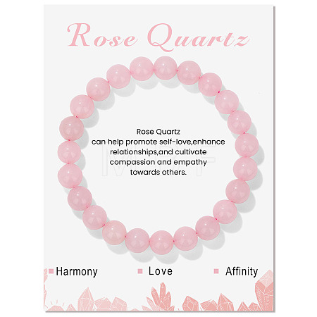 Synthetic Rose Quartz Beaded Stretch Bracelets PW-WG7FE75-13-1-1