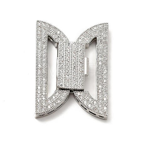 Brass Micro Pave Clear Cubic Zirconia Fold Over Clasps KK-G414-07P-1