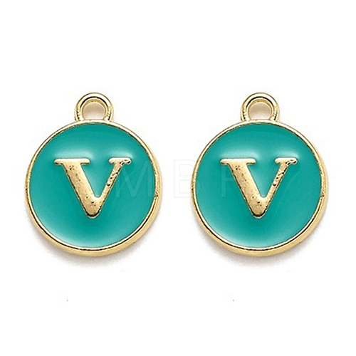 Golden Plated Alloy Enamel Charms ENAM-Q437-15V-1