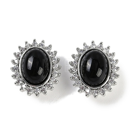 Natural Obsidian Sew on Rhinestone KK-P283-02A-P-1