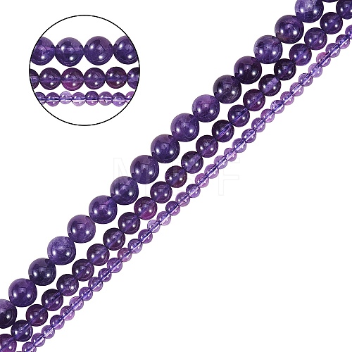 3 Strands 3 Styles Natural Amethyst Beads Strands G-SZ0001-14-1