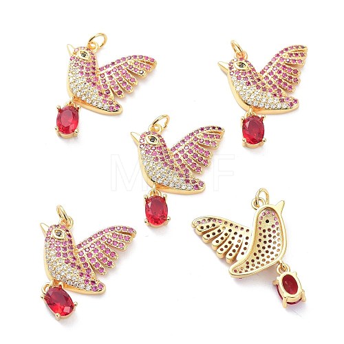 Real 18K Gold Plated Brass Micro Pave Cubic Zirconia Pendants X-KK-D004-27G-1
