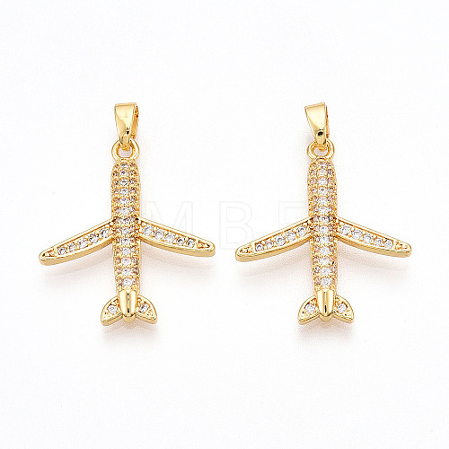 Brass Micro Pave Cubic Zirconia Pendants KK-T070-83G-1