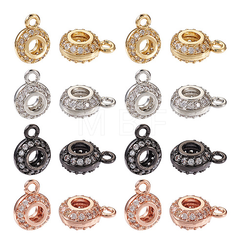 Yilisi 16Pcs 4 Colors Brass Micro Pave Clear Cubic Zirconia Charms FIND-YS0001-03-1