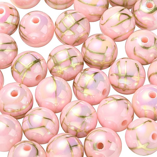 UV Plating Rainbow Iridescent Acrylic Beads PACR-E001-02D-1