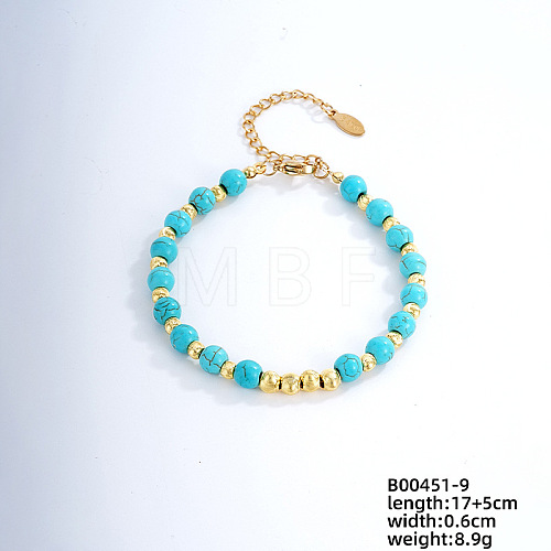 Fashionable Korean Style Brass Synthetic Turquoise Bracelets LH9898-7-1