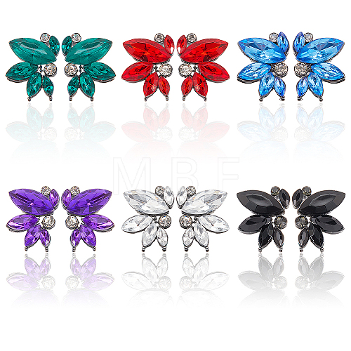 ANATTASOUL 6 Pairs 6 Colors Sparkling Rhinestone Stud Earrings with Alloy Pins EJEW-AN0004-32-1