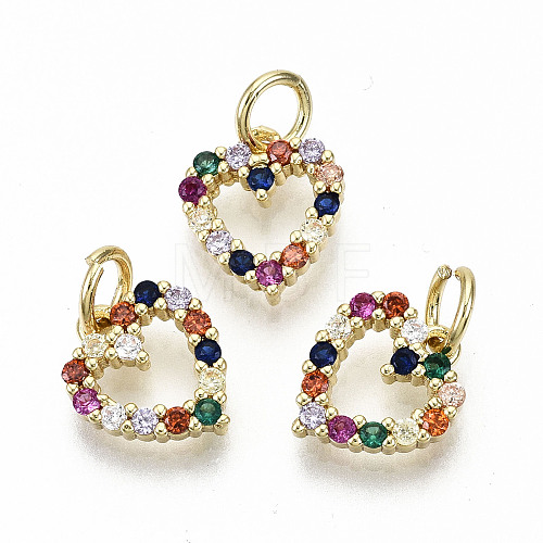 Brass Micro Pave Colorful Cubic Zirconia Charms ZIRC-S067-166-NF-1