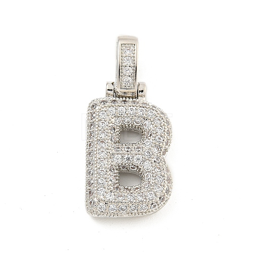 Brass Micro Pave Clear Cubic Zirconia Pendants KK-B099-01P-B-1