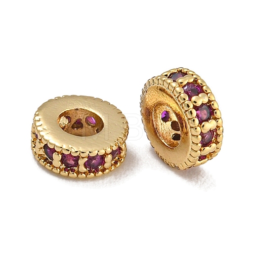 Rack Plating Brass Micro Pave Cubic Zirconia Beads KK-U030-30G-01-1