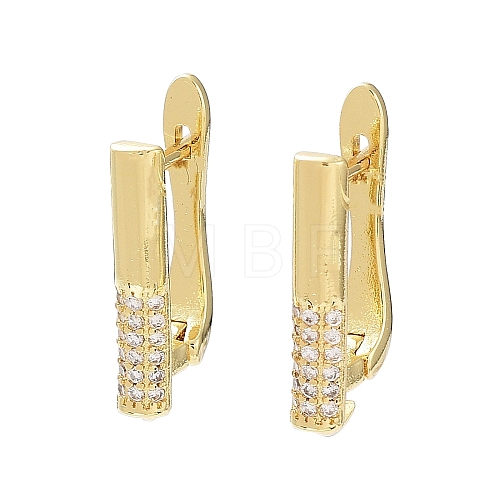 Rack Plating Brass with Cubic Zirconia Hoop Earring Findings KK-Z036-09G-1