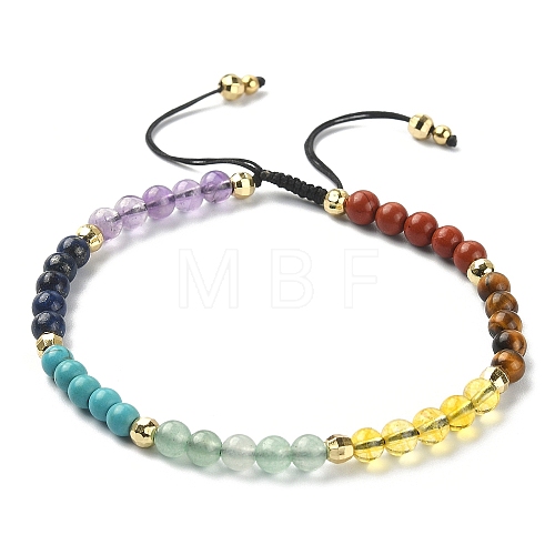 Natural & Synthetic Mixed Stone Braided Bead Bracelet BJEW-TA00324-1