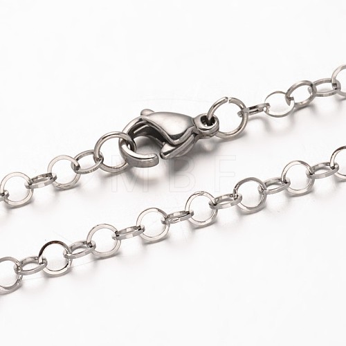 Tarnish Resistant 304 Stainless Steel Rolo Chain Necklaces NJEW-L349-02P-1