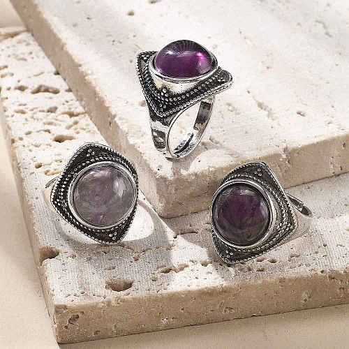 Natural Amethyst Adjustable Rings G-P560-03AS-07-1