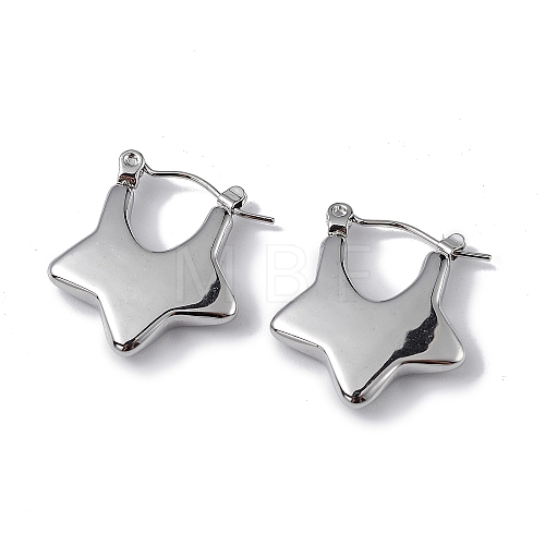 304 Stainless Steel Star Thick Hoop Earrings for Women EJEW-I284-08P-1