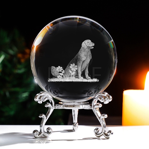 Inner Carving 12 Chinese Zodiac Signs Glass Crystal Ball Diaplay Decoration with Metal Holder PW-WG32D61-22-1